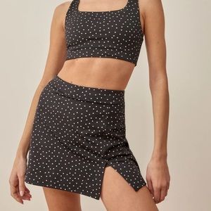 Reformation Black and White Polka Dot Mini Skirt